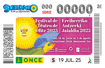 Cupón de la ONCE dedicado al Festival de Teatro de Olite, Navarra