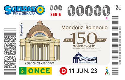 Cupón de la ONCE dedicado al 150 aniversario de Mondariz-Balneario