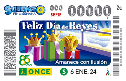 Cupón de la ONCE que felicita la ilusión del Día de Reyes