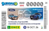 Cupón de la ONCE dedicado al 50 aniversario de la planta de Ford en Almussafes