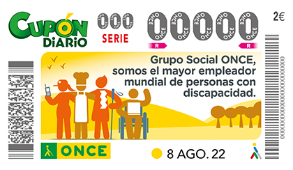 Cupón dedicado al Grupo Social ONCE mayor empleador mundial de personas con discapacidad