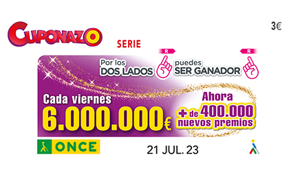 CUPONAZO DE LA ONCE DEL 21 DE JULIO DE 2023