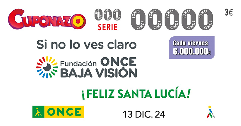 Imagen del cuponazo del 13 de diciembre, dedicado a Santa Lucía y a la Fundación de Baja Visión