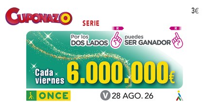 Cuponazo de la ONCE del viernes 28 de agosto de 2026