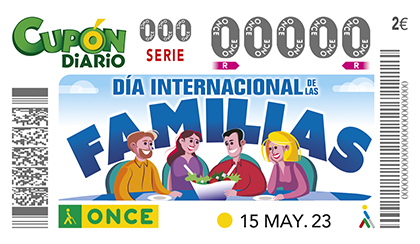 Cupón de la ONCE dedicado al Dia Internacional de las Familias