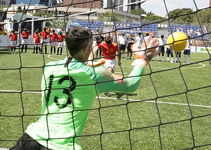 Penalti lanzado por Antonio Martín Gaitán durante el Mundial de fútbol para ciegos