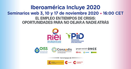 Imagen de los tres seminarios web impulsados por el Programa Iberoamericano de la Discapacidad
