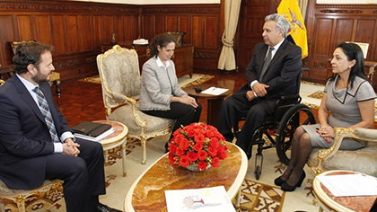 Foto de la reunión con el presidente de Ecuador