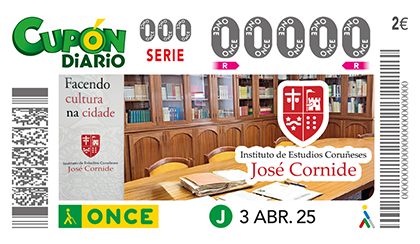 Cupón de la ONCE dedicado al Instituto de Estudios Coruñeses José Cornide