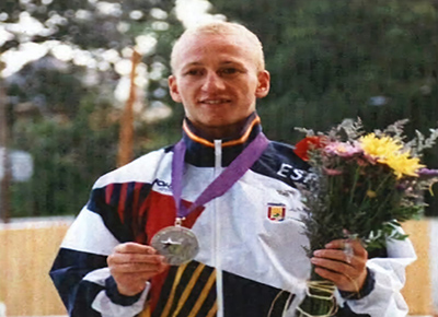 José Luis Arribas con su medalla de plata en Atlanta 96