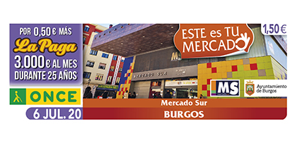 Cupón de la ONCE dedicado al Mercado Sur de Burgos