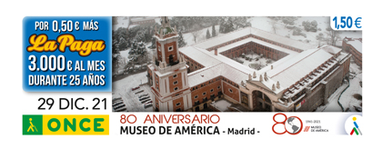 cupón del día 29 de diciembre dedicado al 80 Aniversario del Museo de América