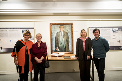 María José Sánchez Lorenzo, Beatriz Rodríguez, Ana Díaz Alonso y Pedro López de la Osa, en la inauguración de la exposición 