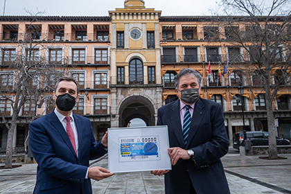 Presentación del cupón de la ONCE dedicado al reloj de la Plaza de Zocodover en Toledo