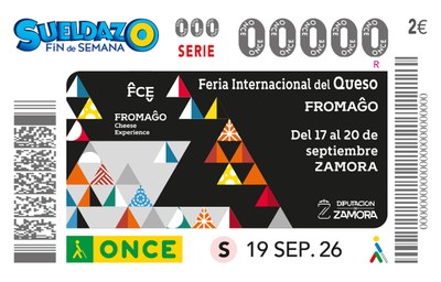 Cupón de la ONCE dedicado a la Feria Internacional del Queso de Zamora Cupón de la ONCE dedicado a la Feria Internacional del Queso de Zamora