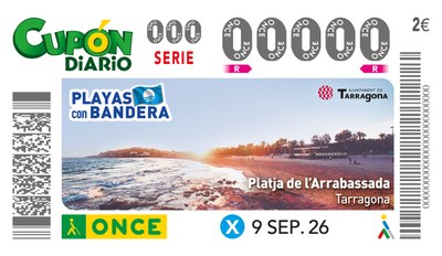 Cupón de la ONCE dedicado a la playa de l’Arrabassada de Tarragona 