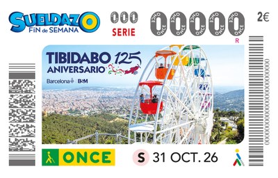 Cupón de la ONCE dedicado al 125 aniversario del Tibidabo Cupón de la ONCE dedicado al 125 aniversario del Tibidabo