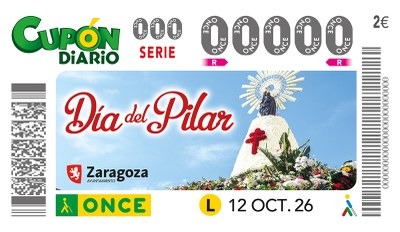 Cupón de la ONCE dedicado al Día del Pilar, Zaragoza 2026