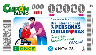Cupón de la ONCE dedicado al Día Internacional de las Personas Cuidadoras Cupón de la ONCE dedicado al Día Internacional de las Personas Cuidadoras