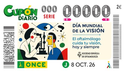 Cupón de la ONCE dedicado al Día Mundial de la Visión Cupón de la ONCE dedicado al Día Mundial de la Visión