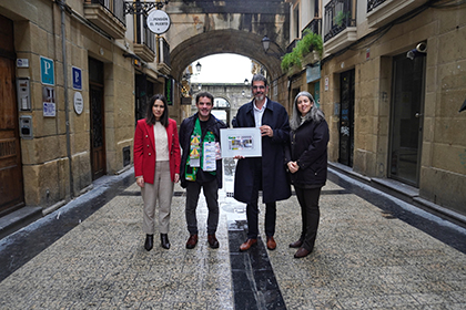 Cupón de la ONCE dedicado a la calle Puerto, de Donostia