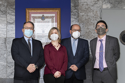 Carlos Félix Sánchez Ferrer, Ana Varas, Juan Antonio Huertas y Andrés Ramos, tras inaugurar las jornadas