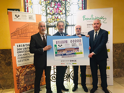 Presentación del cupón dedicado al Bicentenario de la Facultad de Economía y Empresa de la UPVEHU