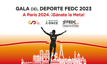 Imagen de la gala de de la FEDC 2023, con el lema 'A París 2024. Gánate la meta'