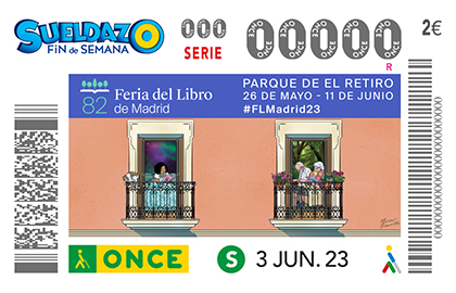 Cupón de la ONCE dedicado a la Feria del Libro de Madrid 2023