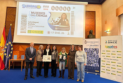 Presentación del cupón dedicado a la académica y paleontóloga Laia Alegret Badiola, de la serie Mujeres con Ciencia