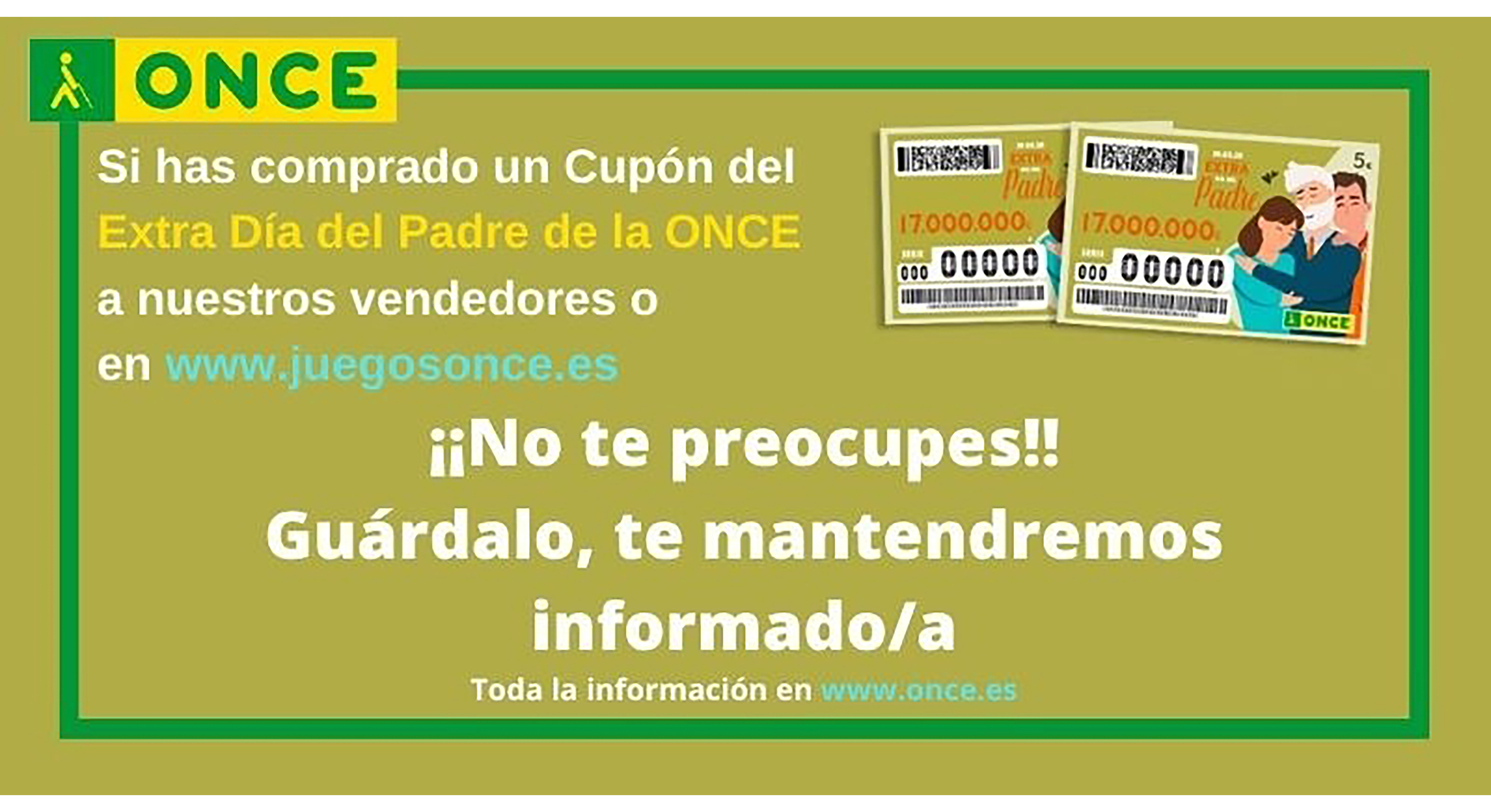 Información sobre el Sorteo Extra del Día del Padre de la ONCE 2020