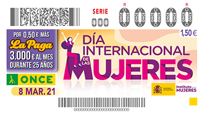 Cupón de la ONCE dedicado al Día Internacional de la Mujer 2021