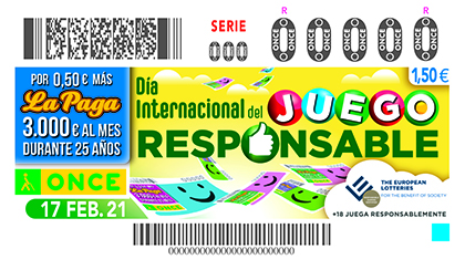 Cupón de la ONCE dedicado al Día Internacional del Juego Responsable