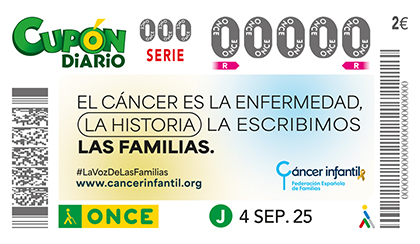 Cupón de la ONCE dedicado a la Federación Española de Familias de Cáncer Infantil