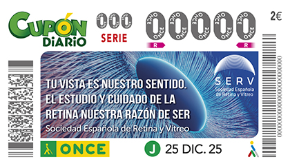 Cupón de la ONCE dedicado a la Sociedad Española de Retina y Vítreo