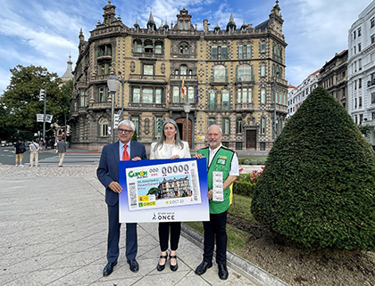 Presentación del cupón que la ONCE dedica al Palacio Chávarri, de Bilbao