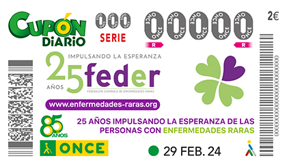 Cupón de la ONCE dedicado al 25 aniversario de FEDER