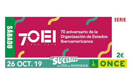 Cupón de la ONCE dedicado al 70 aniversario de la OEI 261019