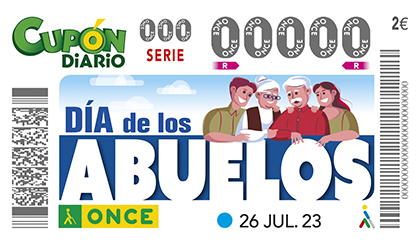 Cupón de la ONCE dedicado al Día de los Abuelos