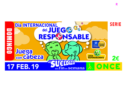 Cupón de la ONCE dedicado al Día Internacional del Juego Responsable