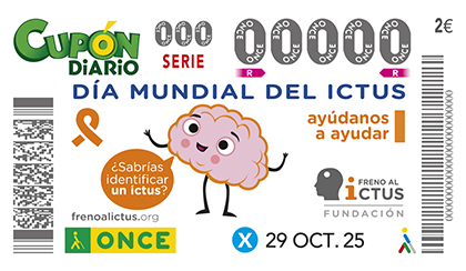 Cupón de la ONCE dedicado al Dia Mundial del Ictus