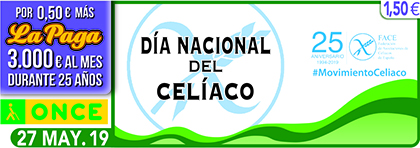 Cupón de la ONCE dedicado al Día Nacional del Celíaco