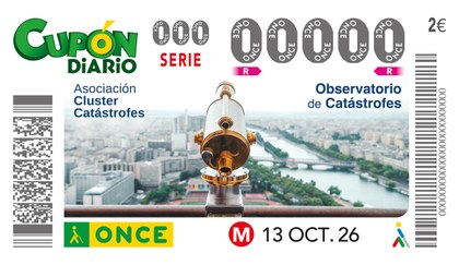 Cupón de la ONCE dedicado al Observatorio de Catástrofes