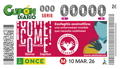 Cupón de la ONCE dedicado a la Esofagitis Eosinofílica