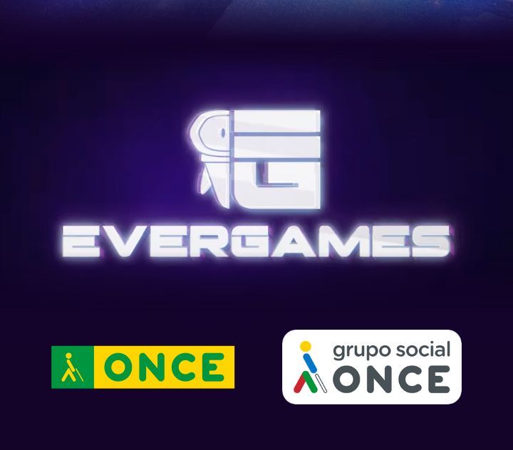 Logos de Evergames, ONCE y Grupo Social ONCE