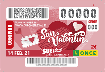 Cupón de la ONCE dedicado a San Valentín 2021