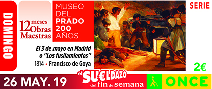 Cupón de la ONCE dedicado a Los Fusilamientos, de Francisco de Goya 260519