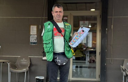 Fernando Huertas, vendedor ONCE en Purullena