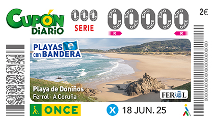 Cupón de la ONCE dedicado a la Playa Doniños, en Ferrol