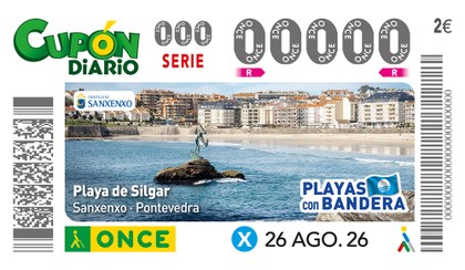Cupón de la ONCE dedicado a la Playa de Silgar, Sanxenxo, Pontevedra